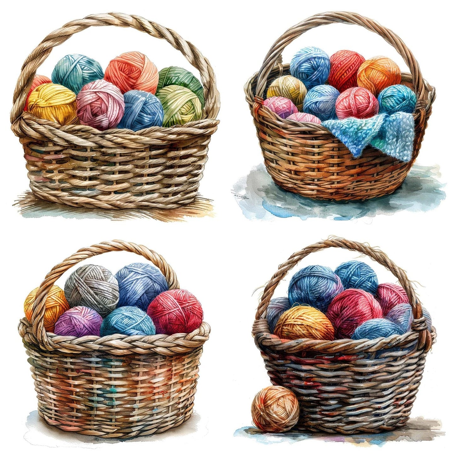Knitting Wool Basket Clipart Set (DDD005935)