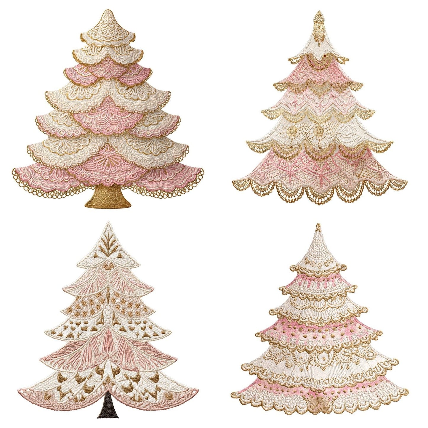 Lace Fabric Christmas Tree Clipart Set (DDD005938)