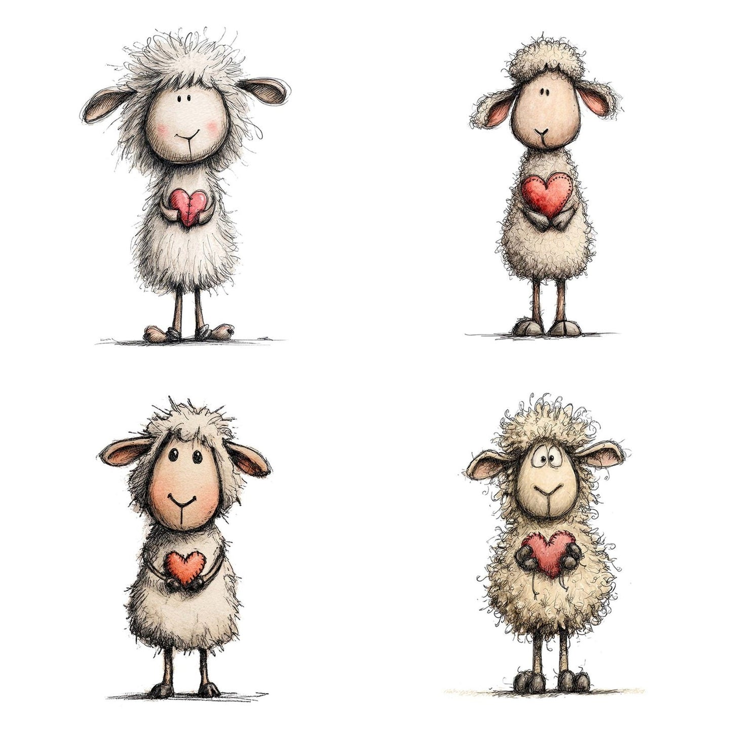 Lamb Love Heart Clipart Set (DDD005942)
