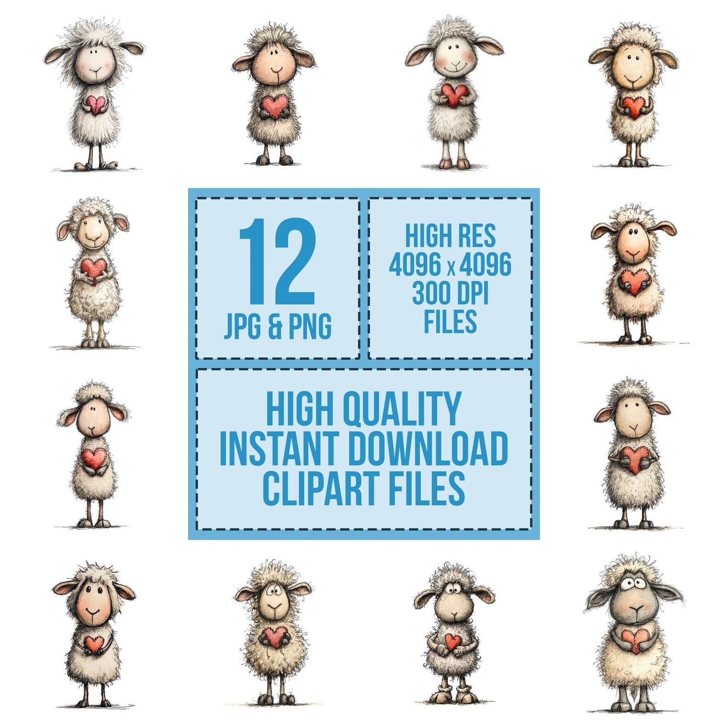 Lamb Love Heart Clipart Set (DDD005942)