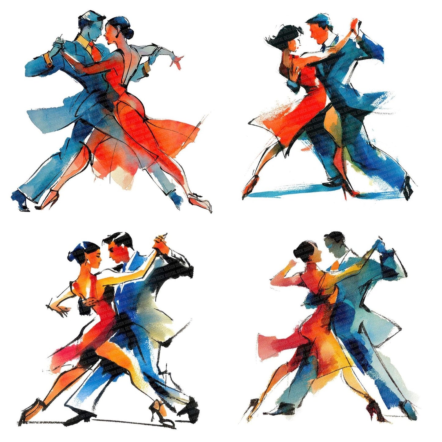 Latin Partner Dancers Clipart Set (DDD005948)