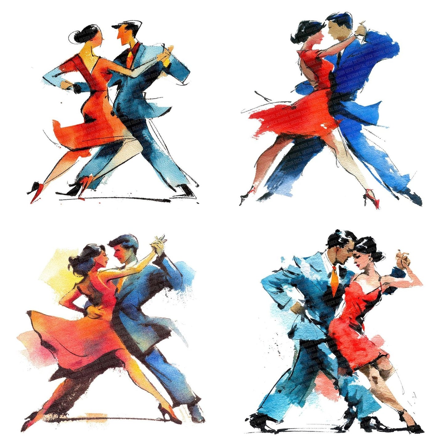 Latin Partner Dancers Clipart Set (DDD005948)
