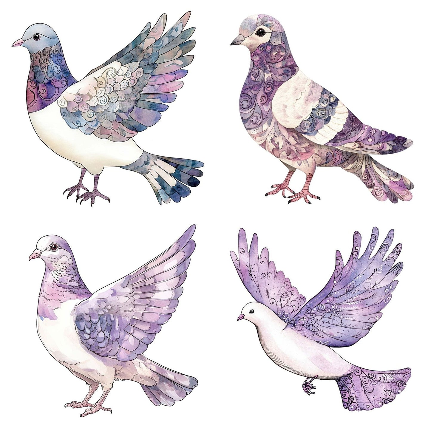 Lavender Dove Swirl Clipart Set (DDD005951)