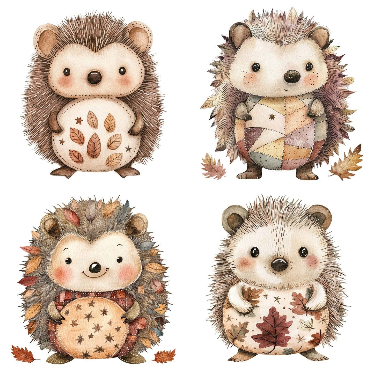 Layered Fabric Hedgehog Clipart Set (DDD005954)
