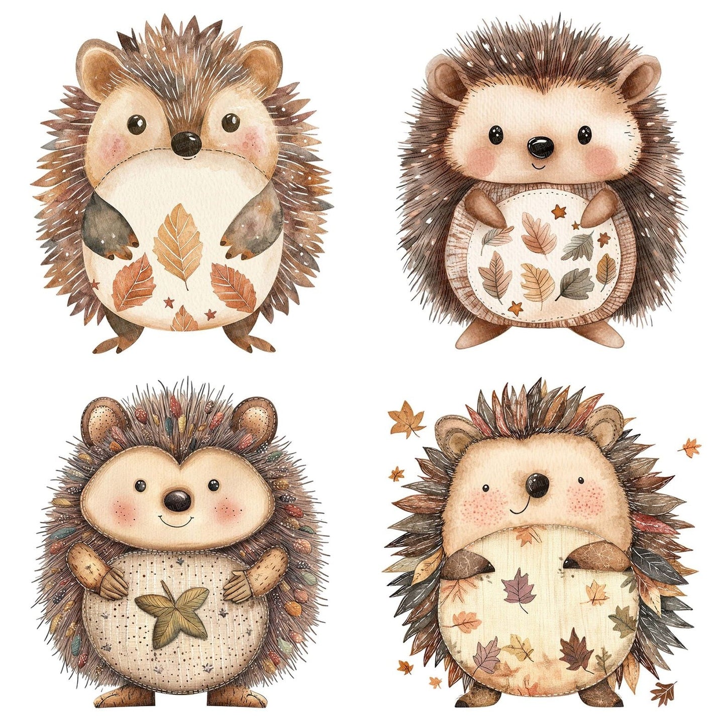 Layered Fabric Hedgehog Clipart Set (DDD005954)