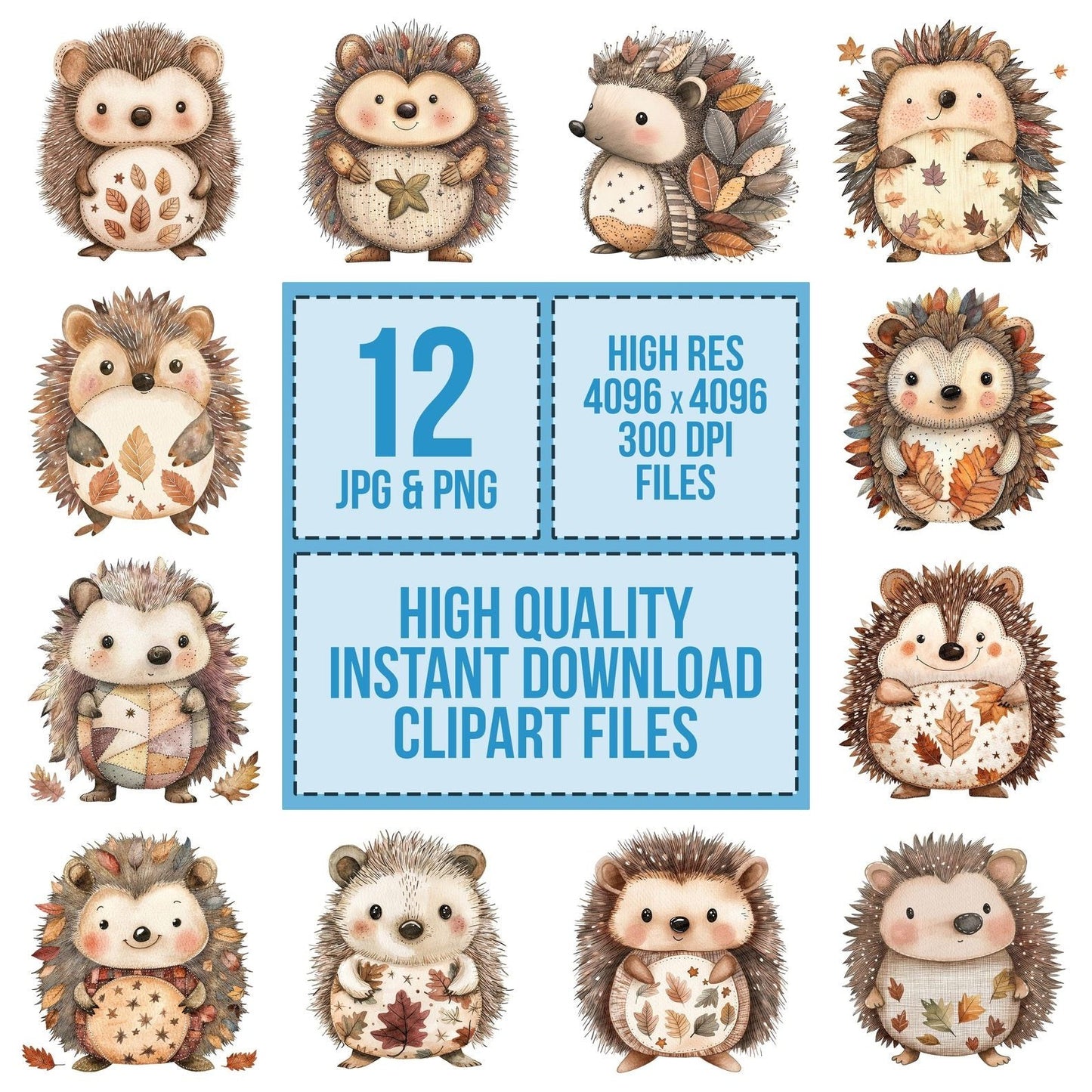 Layered Fabric Hedgehog Clipart Set (DDD005954)