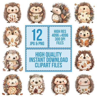 Layered Fabric Hedgehog Clipart Set (DDD005954)