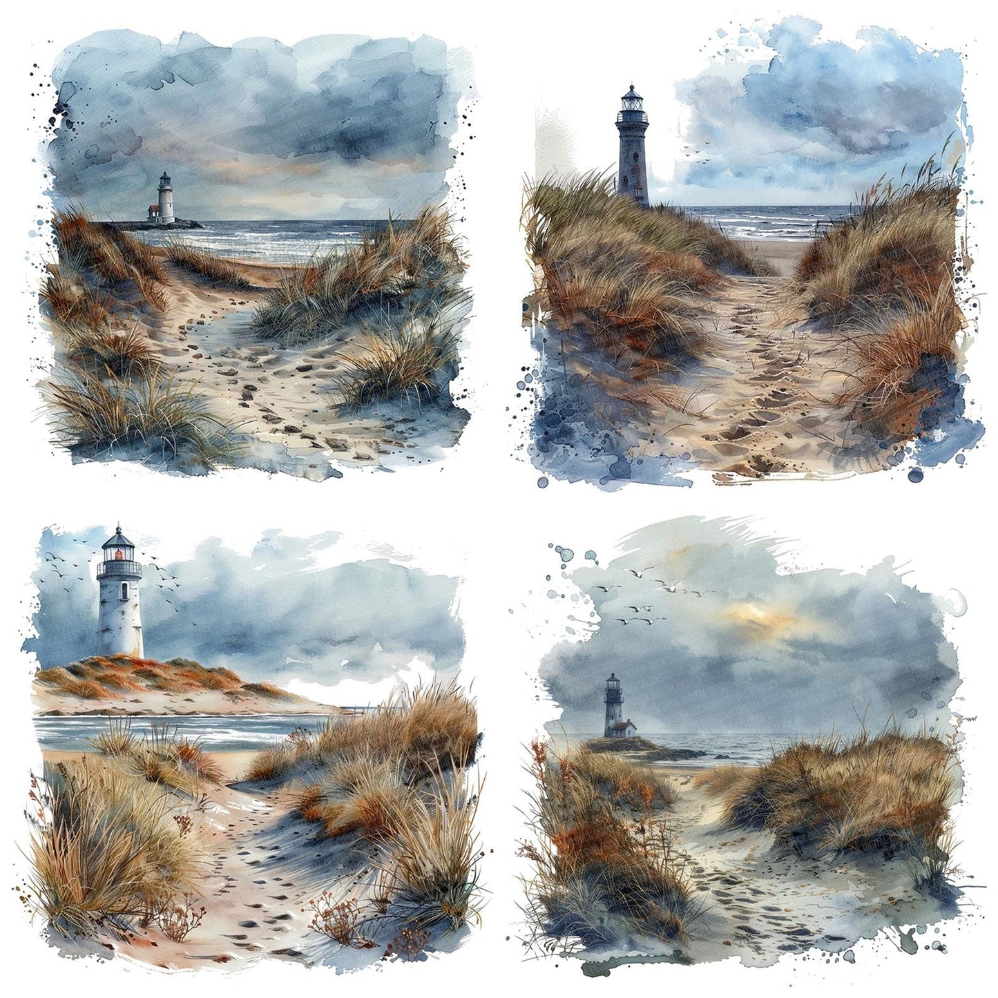 Lighthouse over the Sand Dunes Clipart Set (DDD005964)
