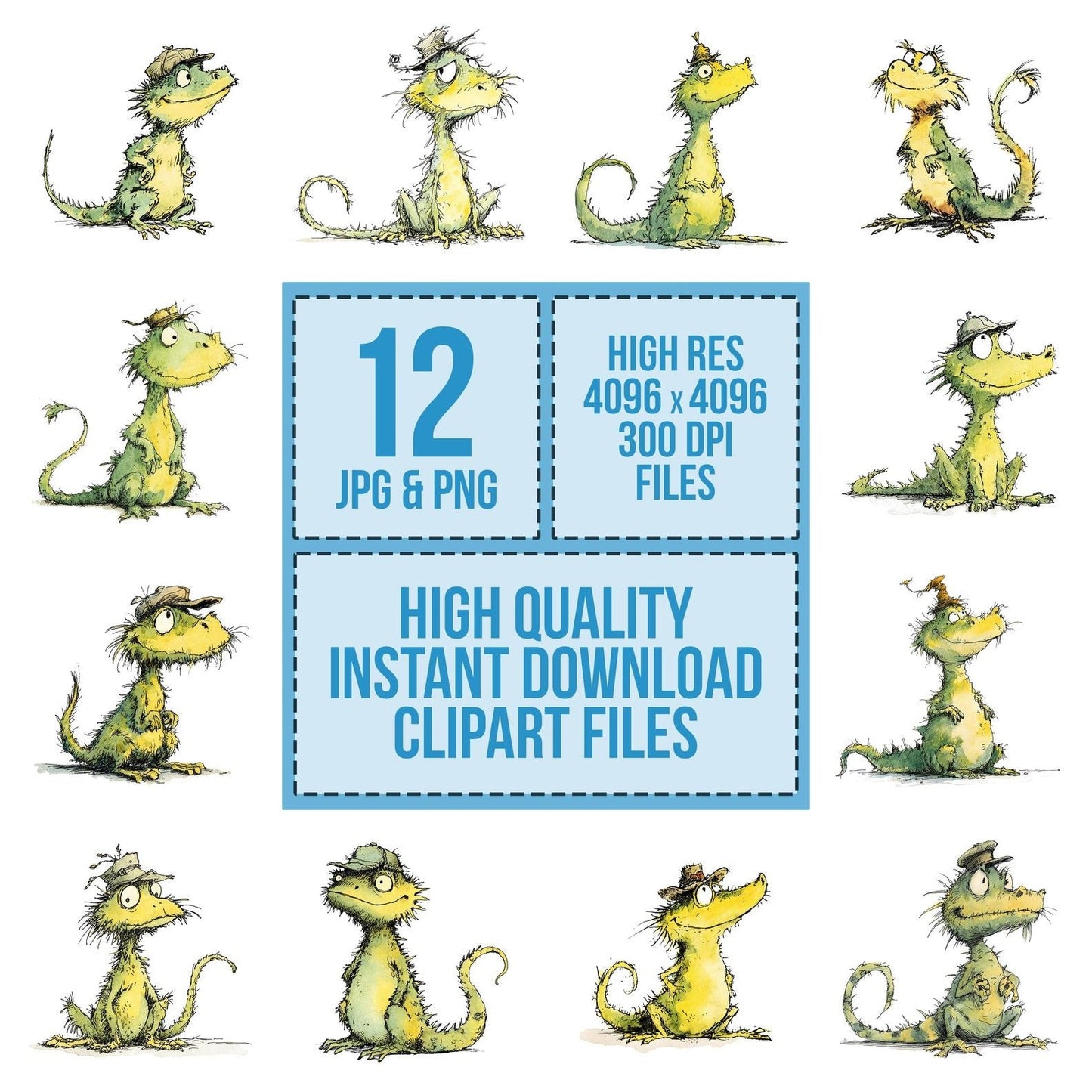 Lizard Character Illustration Clipart Set (DDD005977)