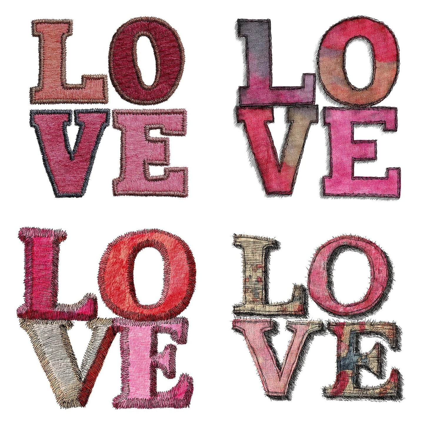 Love Fabric Letters Clipart Set (DDD005983)