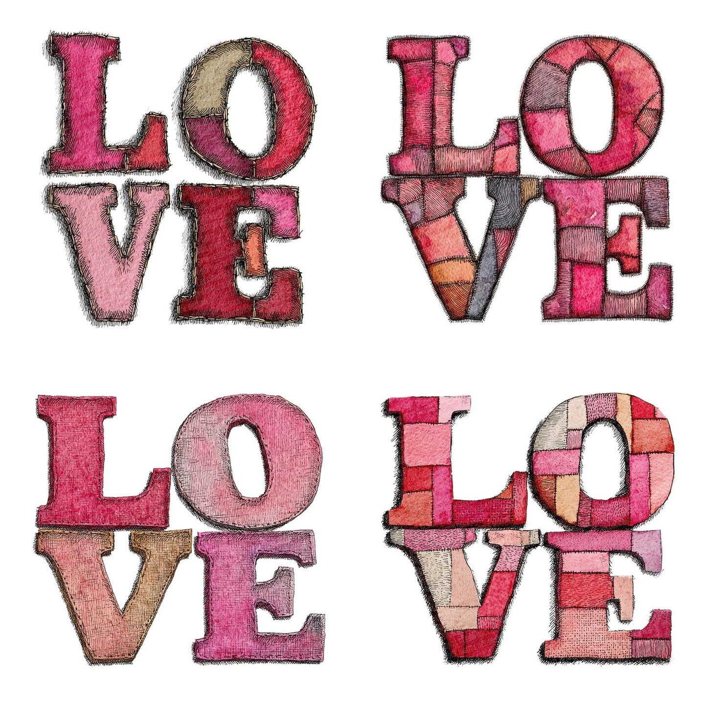 Love Fabric Letters Clipart Set (DDD005983)