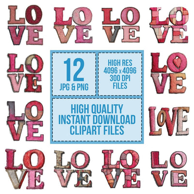 Love Fabric Letters Clipart Set (DDD005983)
