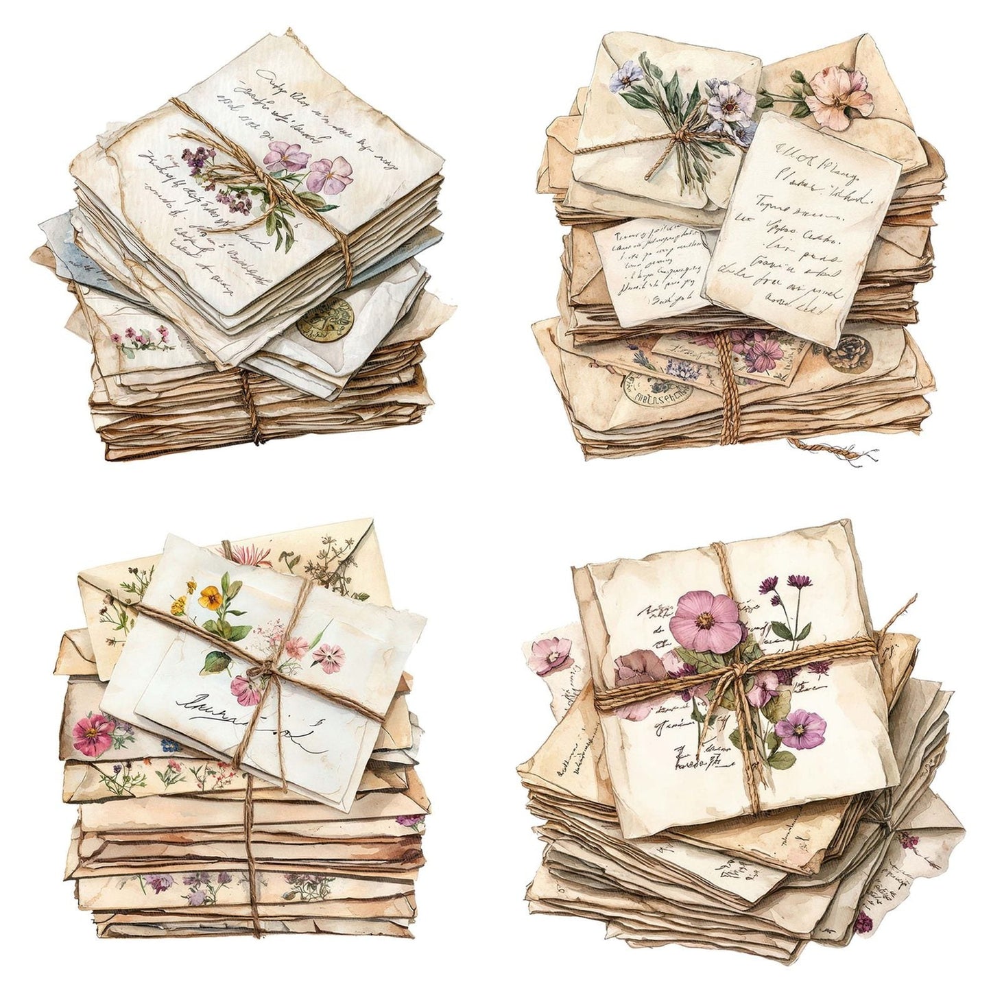 Love Letters with Flowers Clipart Set (DDD005989)