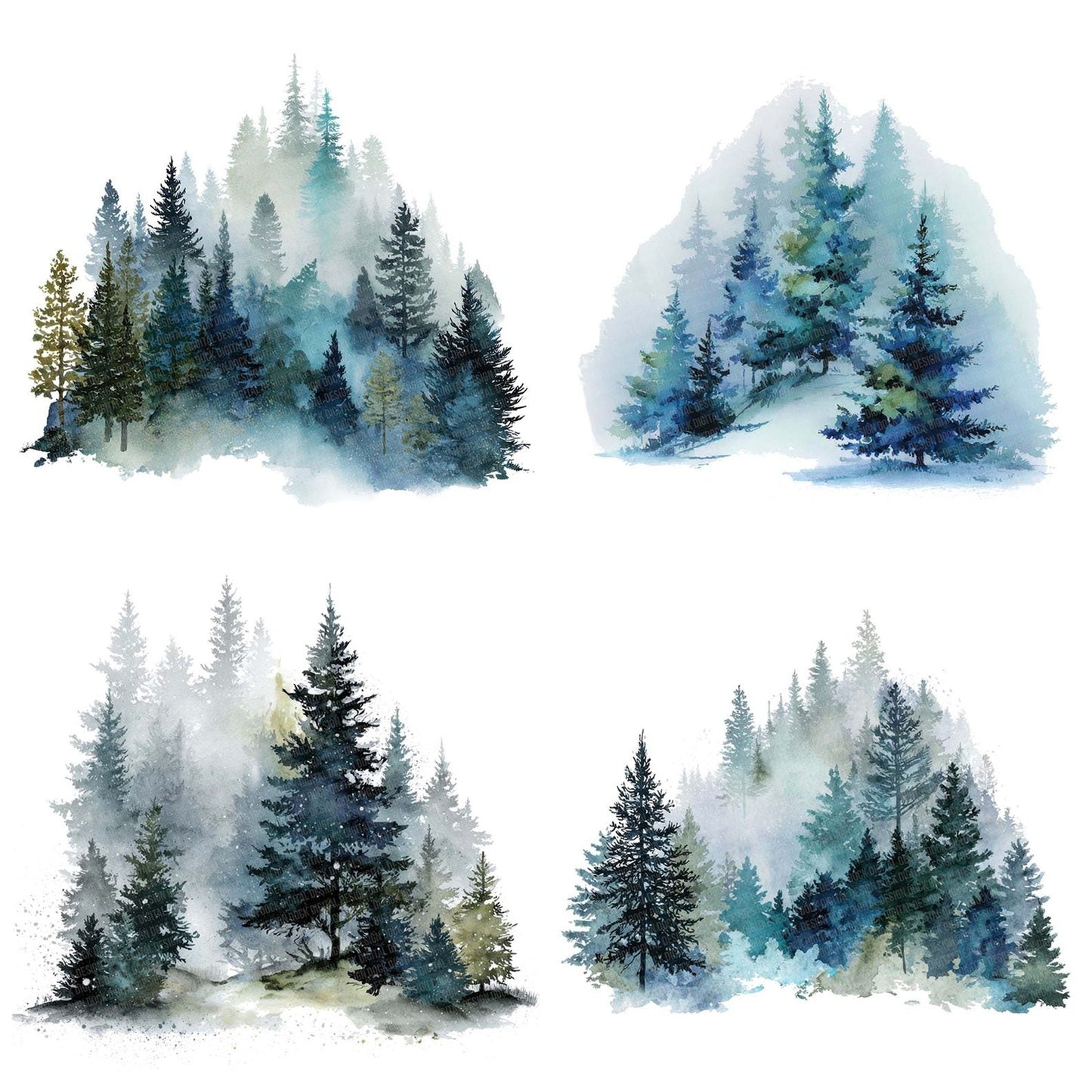 Magical Christmas Tree Forest Clipart Set (DDD005997)