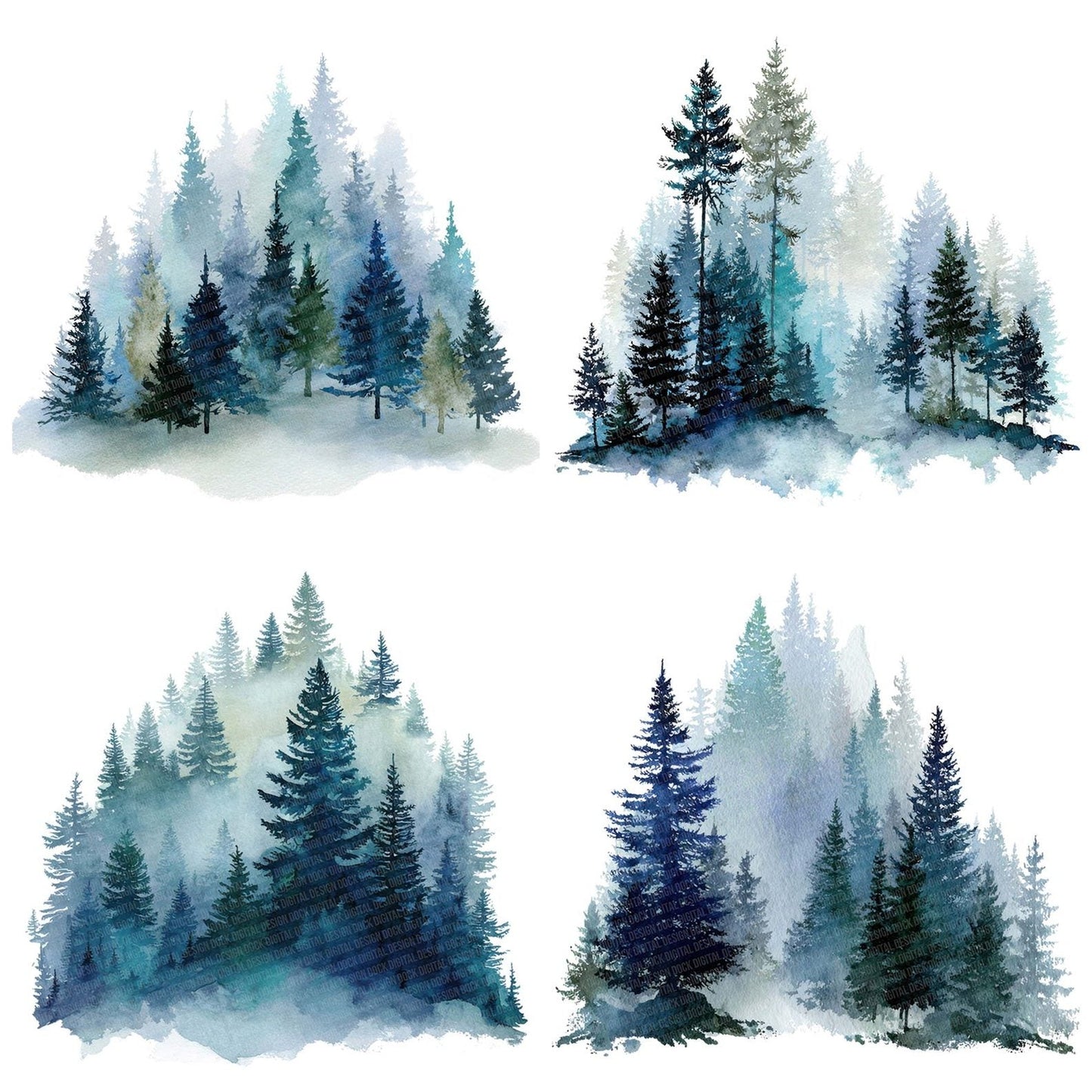 Magical Christmas Tree Forest Clipart Set (DDD005997)
