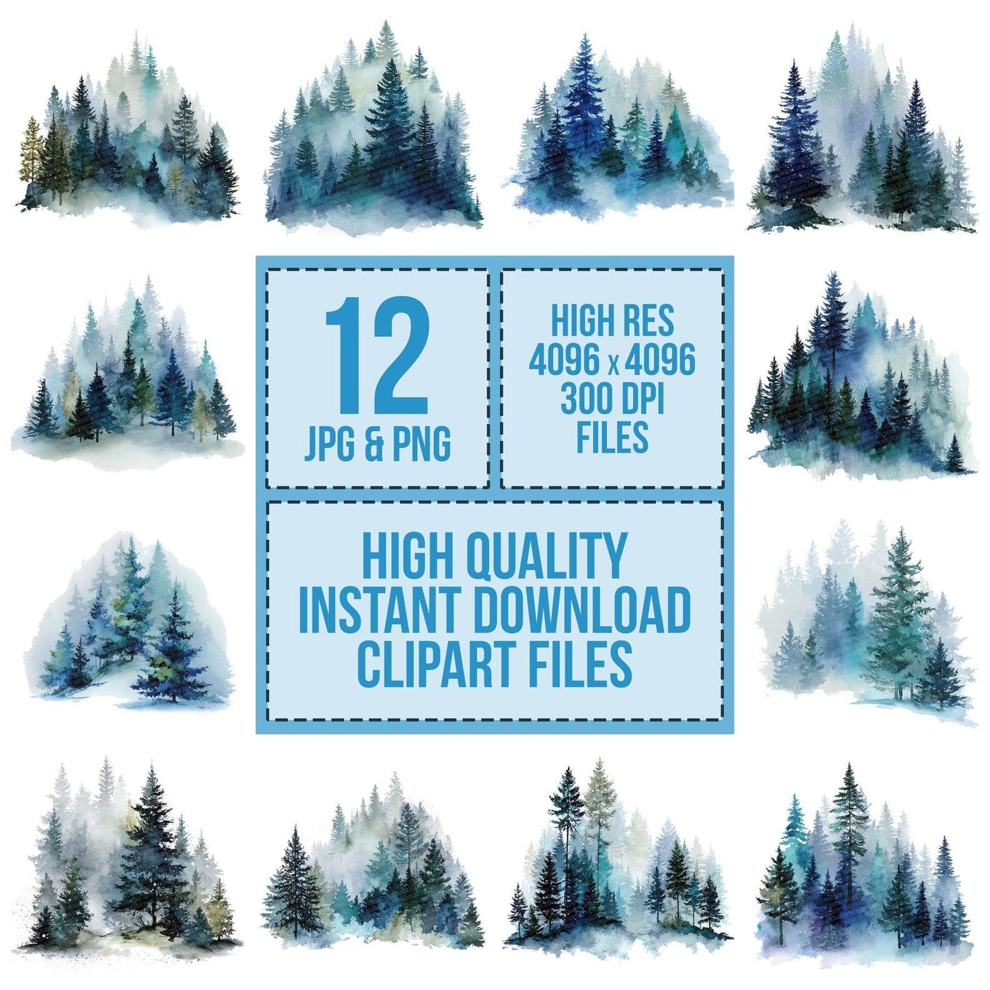 Magical Christmas Tree Forest Clipart Set (DDD005997)