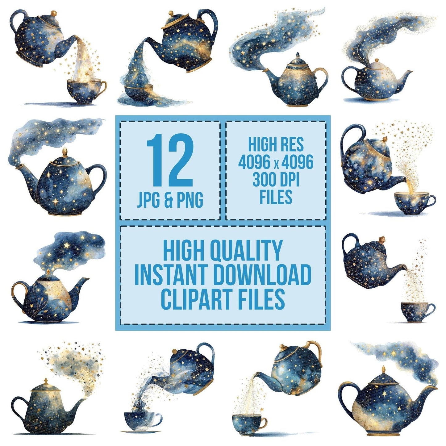 Magical Star Teapot Clipart Set (DDD006001)