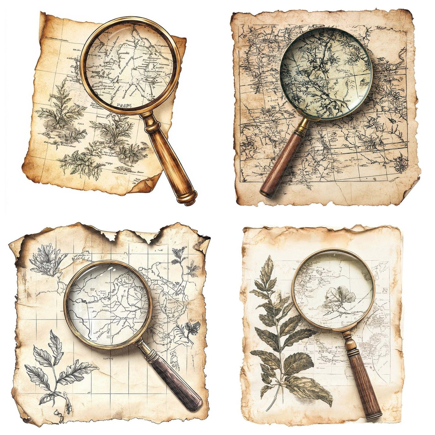 Magnifying Glass on Map Clipart Set (DDD006006)