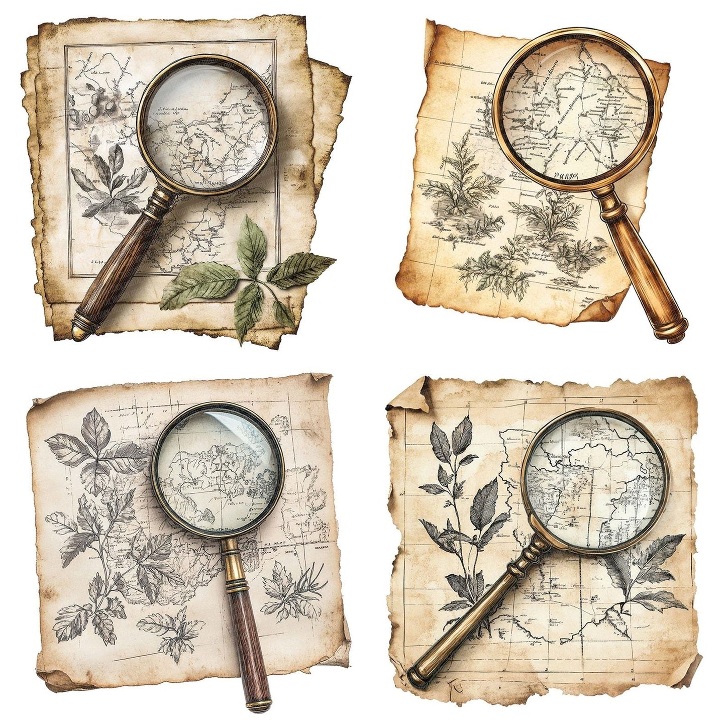 Magnifying Glass on Map Clipart Set (DDD006006)