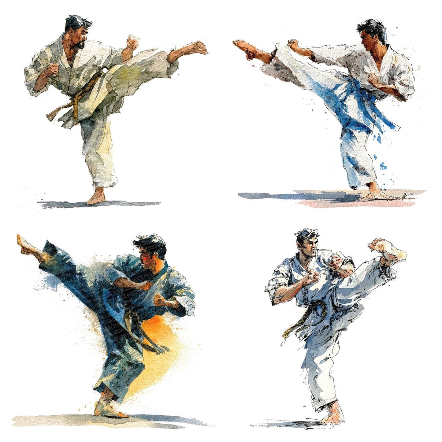 Martial Arts High Kick Clipart Set (DDD006021)