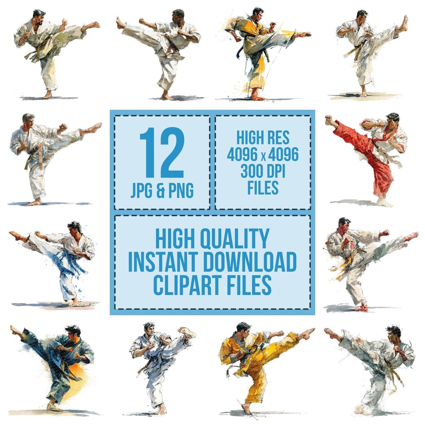 Martial Arts High Kick Clipart Set (DDD006021)