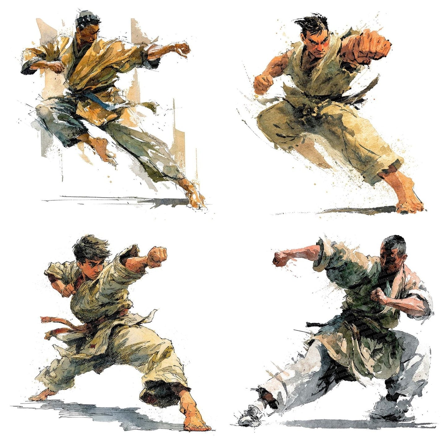 Martial Arts Punch Pose Clipart Set (DDD006023)