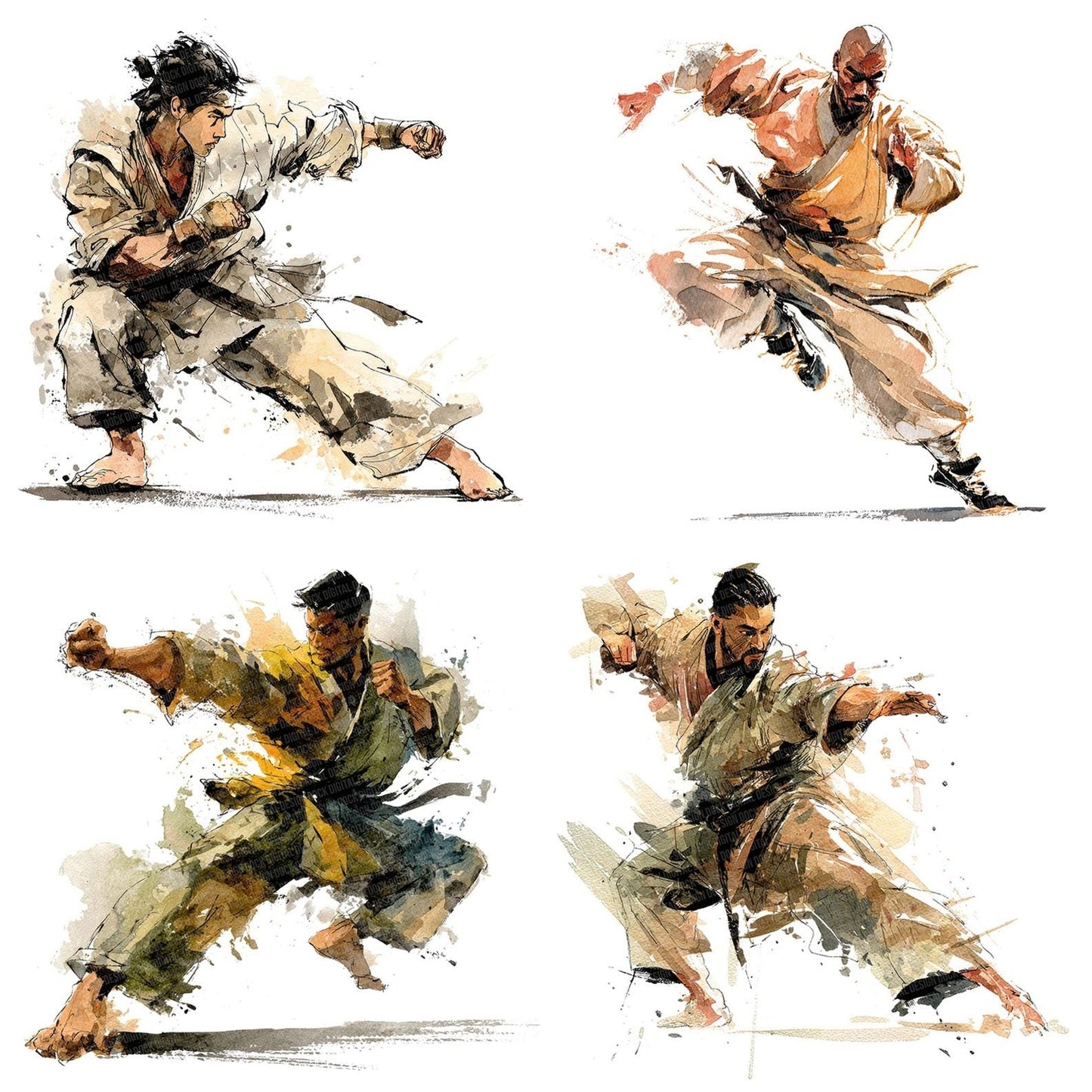 Martial Arts Punch Pose Clipart Set (DDD006023)