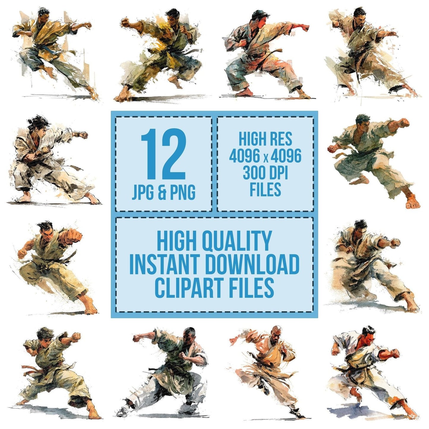 Martial Arts Punch Pose Clipart Set (DDD006023)