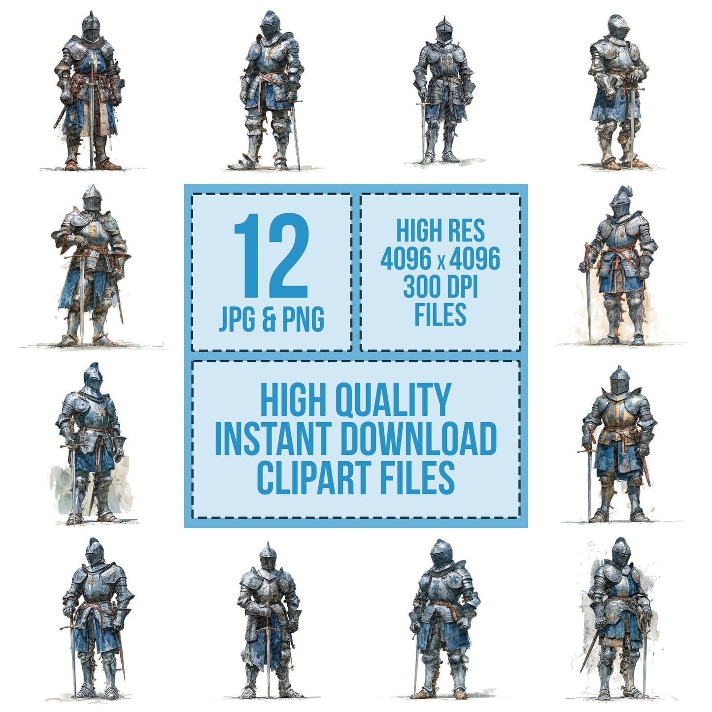 Medieval Knight Standing Clipart Set (DDD006037)