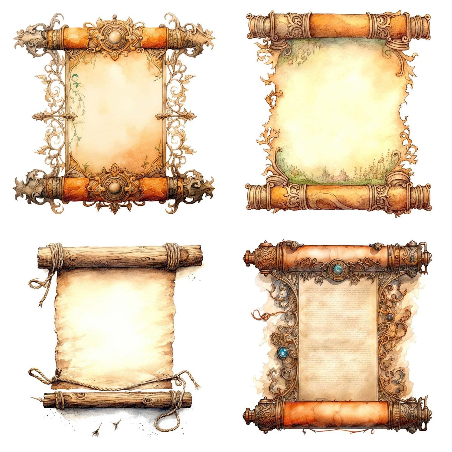 Medieval Ornate Scroll Clipart Set (DDD006038)
