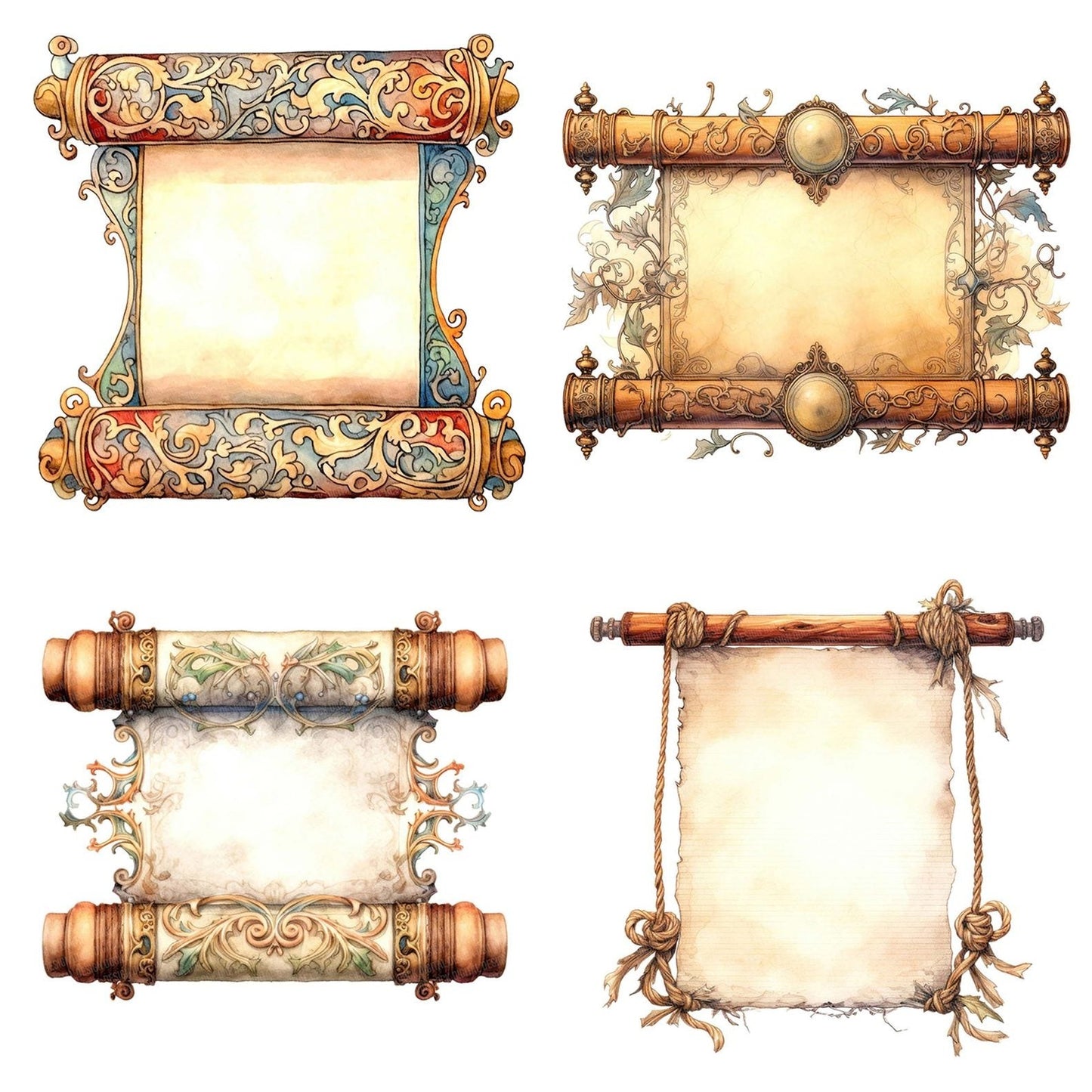 Medieval Ornate Scroll Clipart Set (DDD006038)