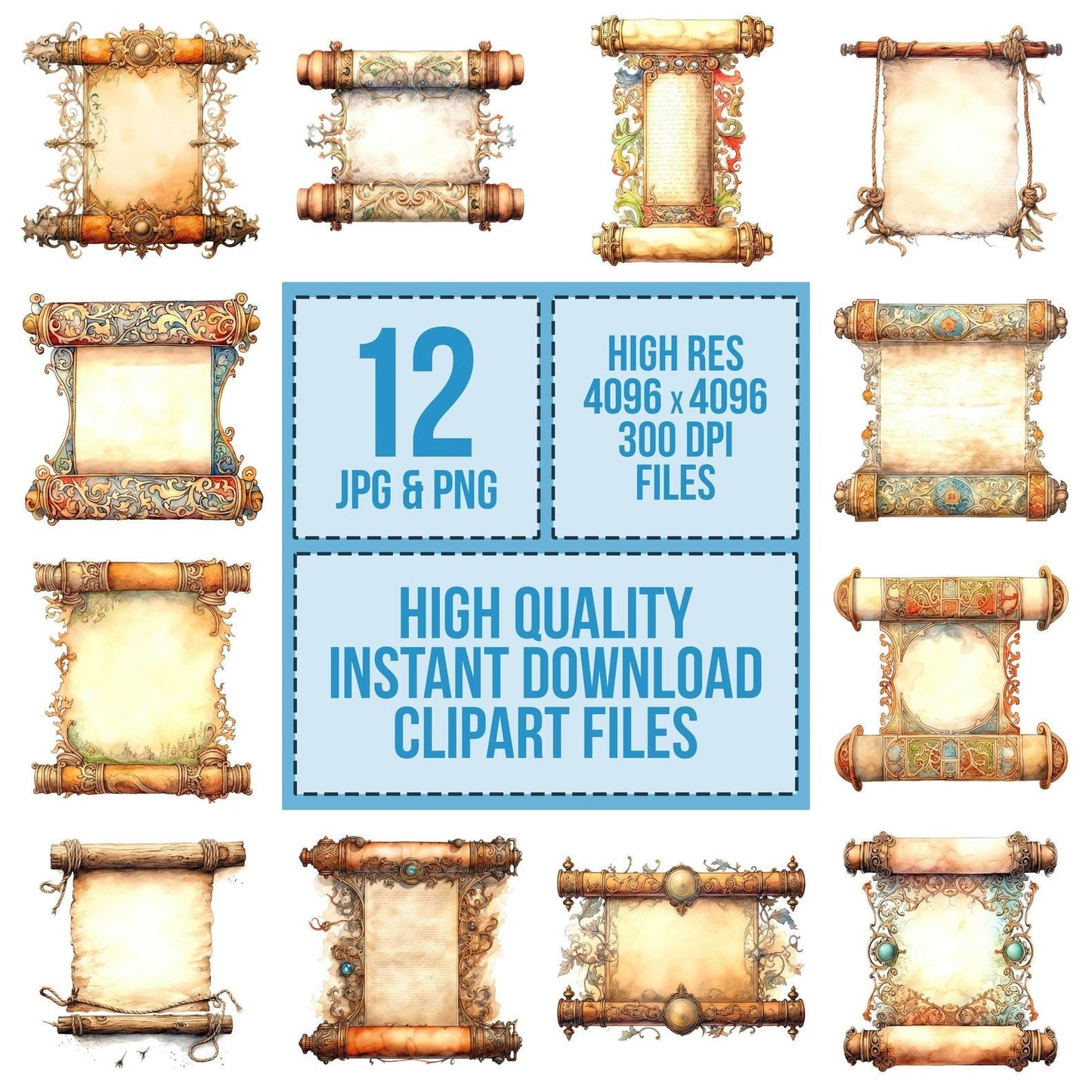 Medieval Ornate Scroll Clipart Set (DDD006038)