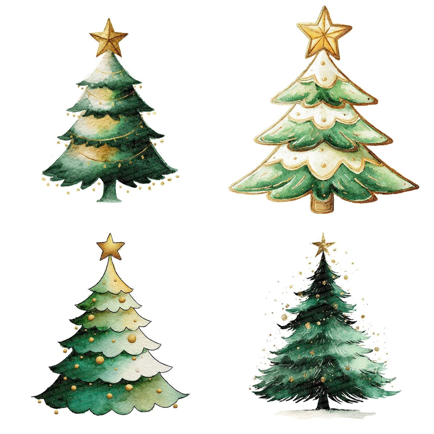 Mini Christmas Tree Star Clipart Set (DDD006051)