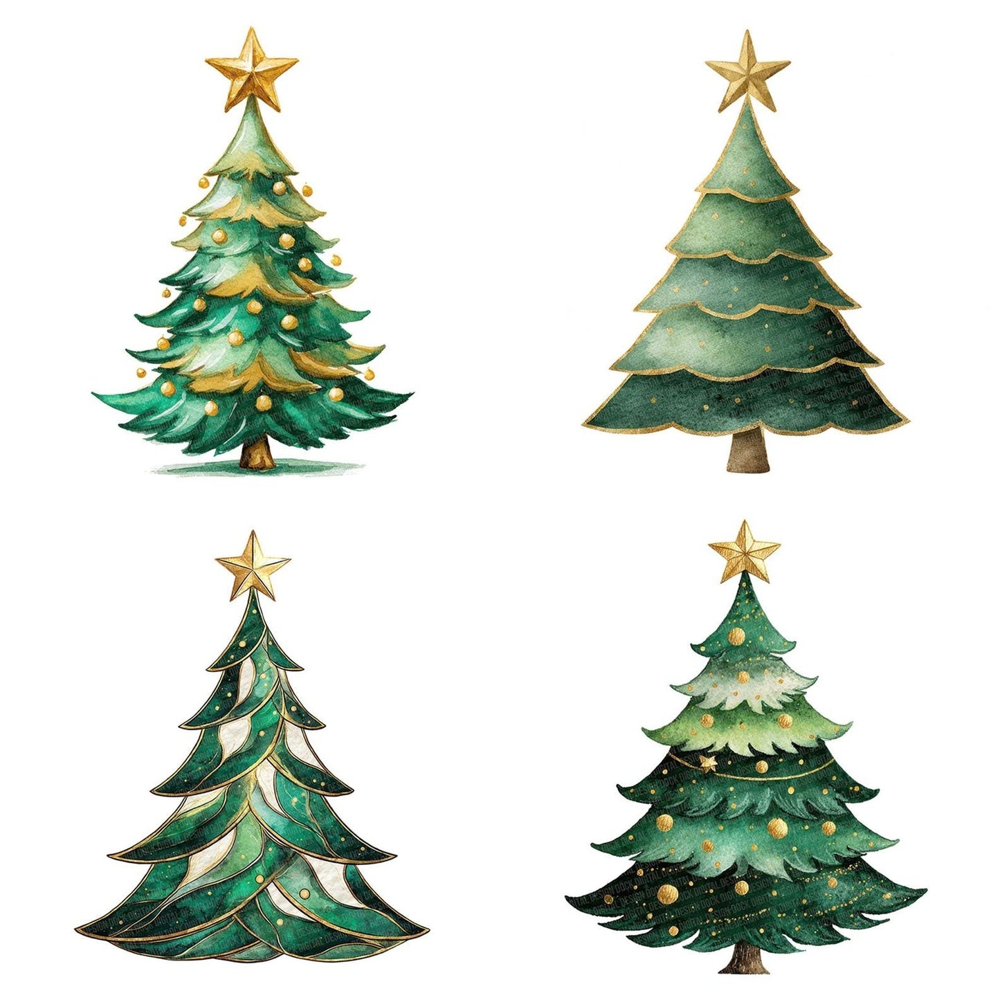 Mini Christmas Tree Star Clipart Set (DDD006051)