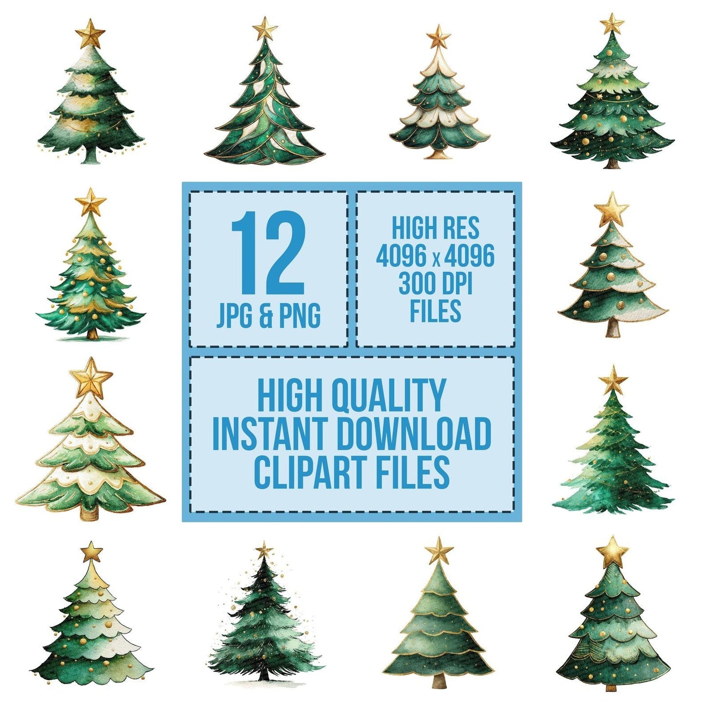 Mini Christmas Tree Star Clipart Set (DDD006051)
