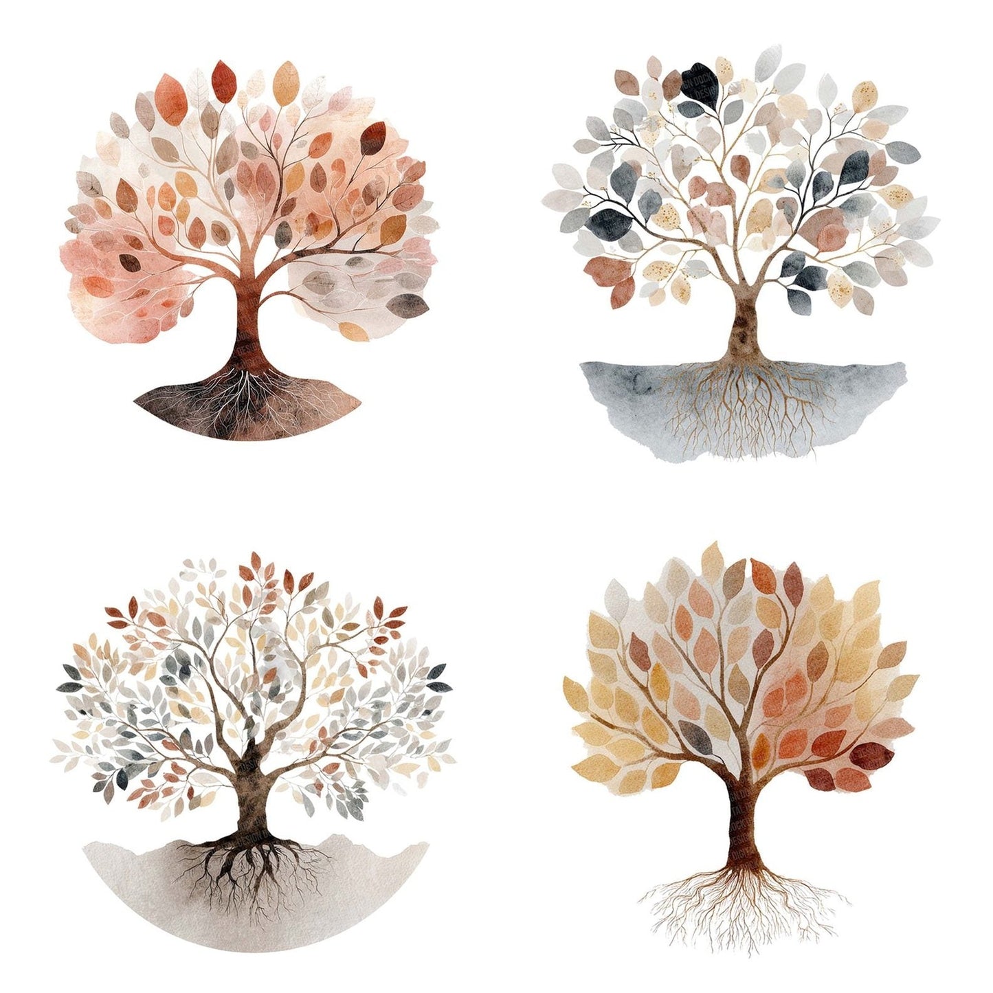 Minimal Boho Tree of Life Clipart Set (DDD006057)