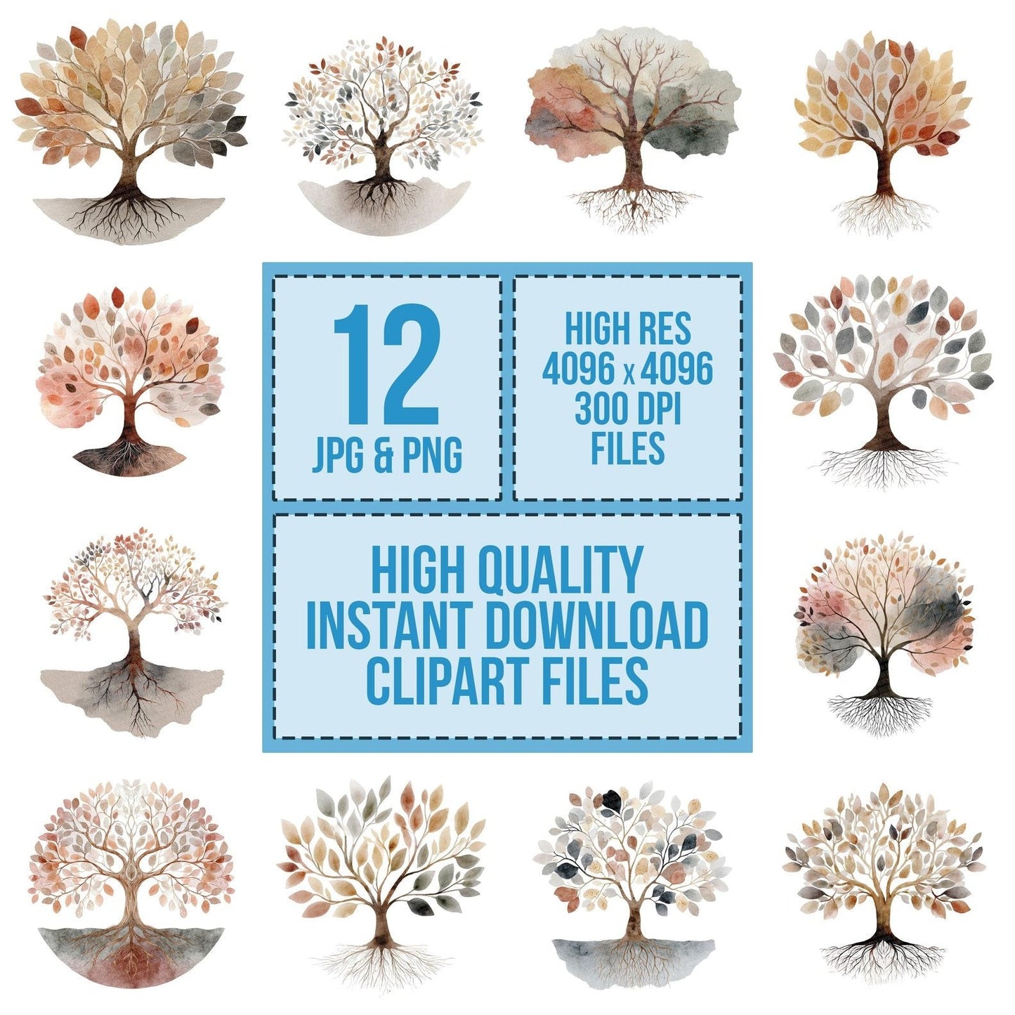 Minimal Boho Tree of Life Clipart Set (DDD006057)