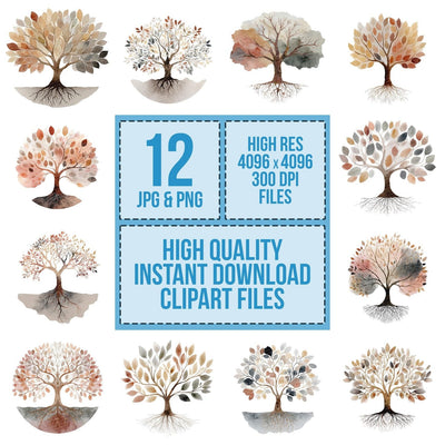 Minimal Boho Tree of Life Clipart Set (DDD006057)