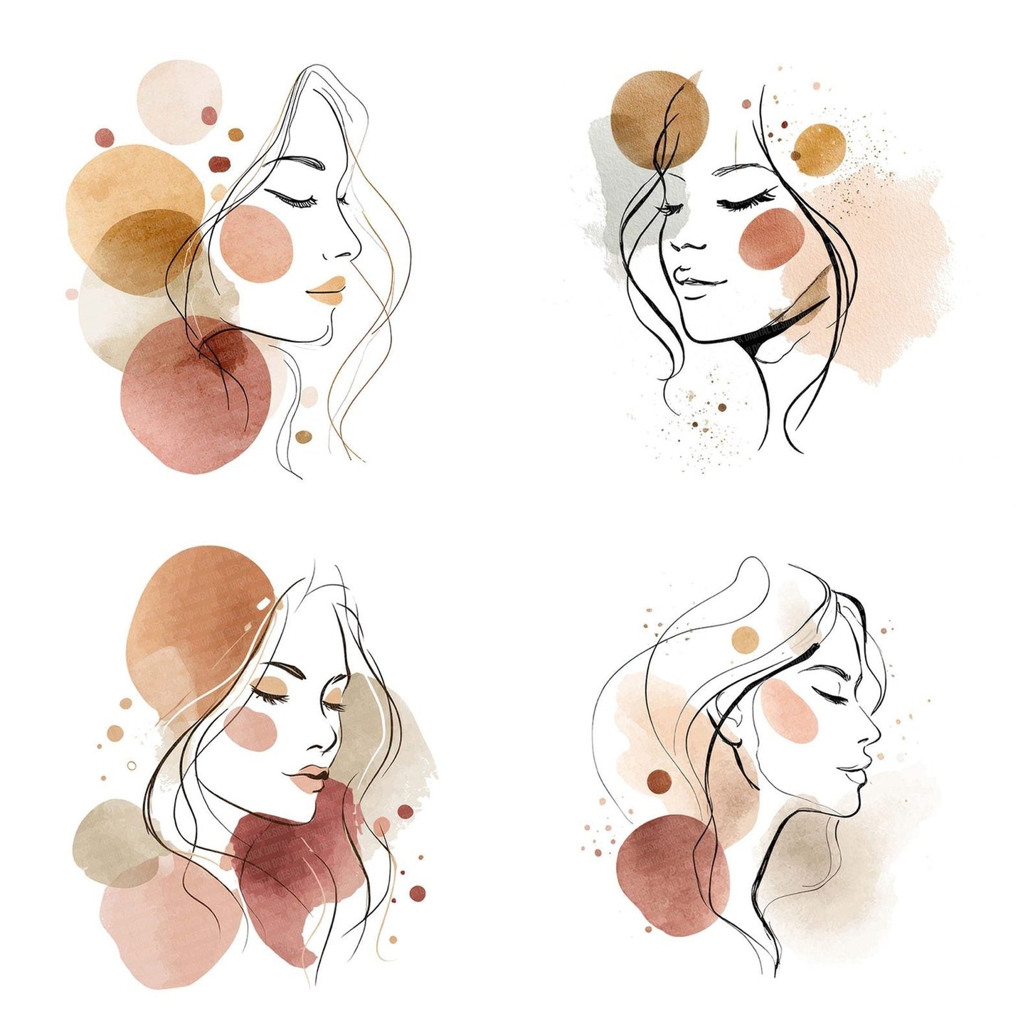 Minimal Line Art Woman Clipart Set (DDD006065)