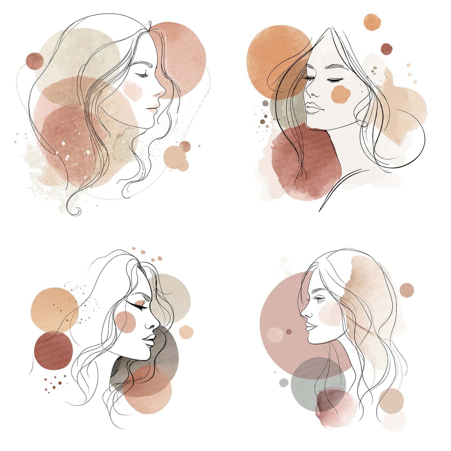 Minimal Line Art Woman Clipart Set (DDD006065)