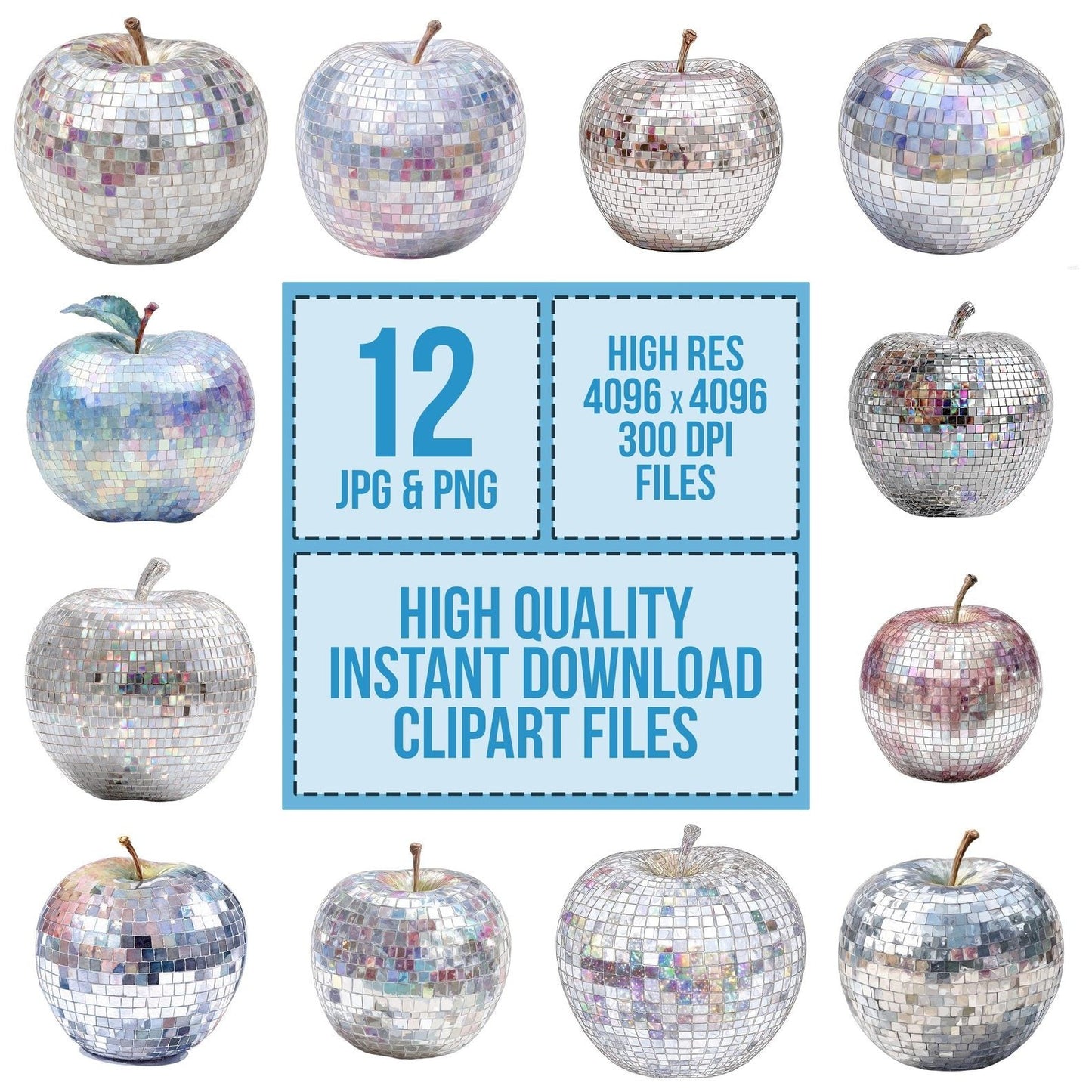 Mirrorball Apple Clipart Set (DDD006075)