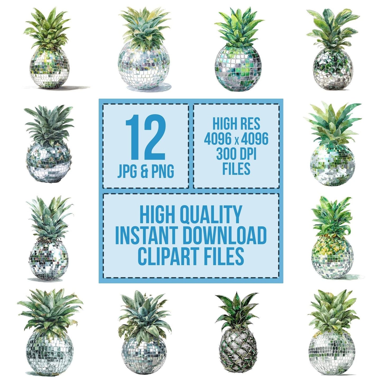 Mirrorball Pineapple Clipart Set (DDD006078)