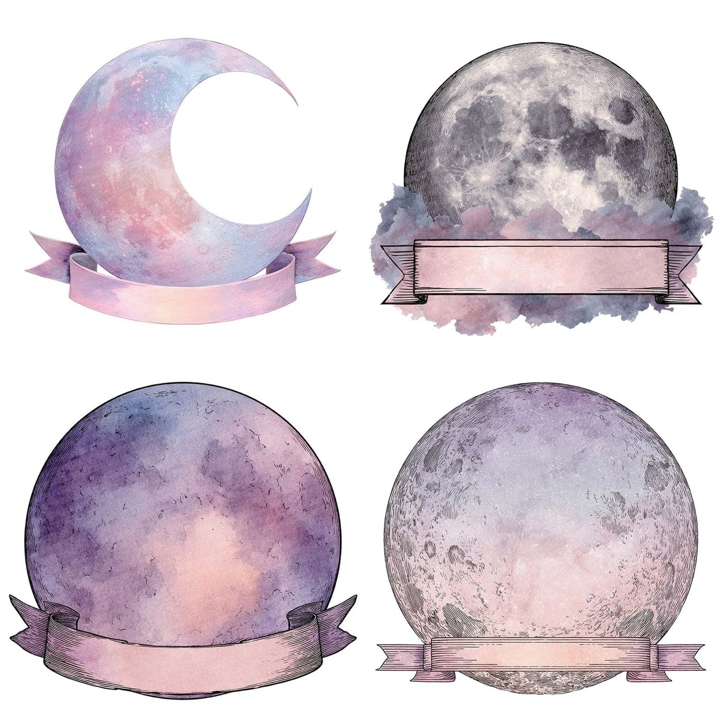 Moon Banner Clipart Set (DDD006087)