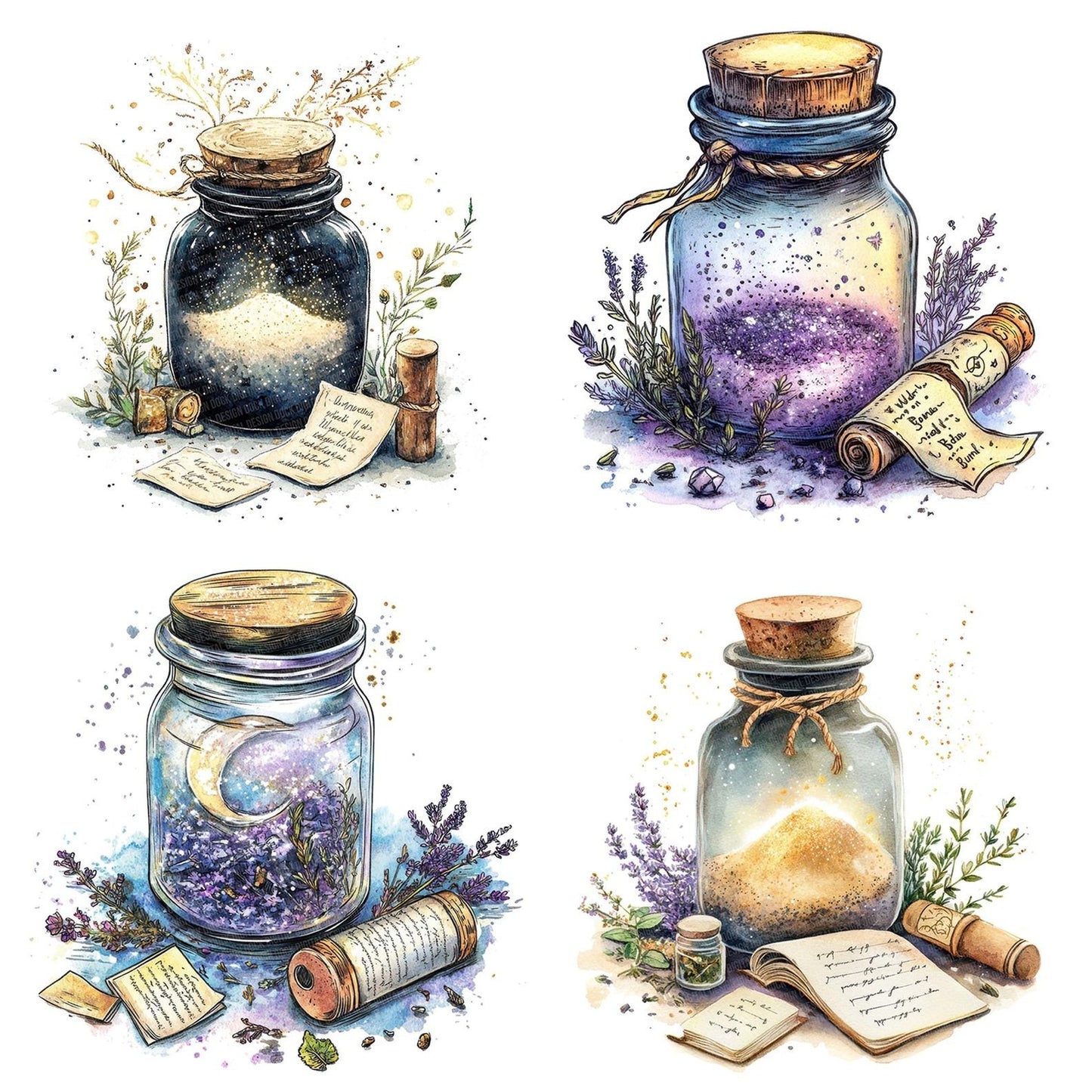 Moon Dust Spell Jar Clipart Set (DDD006089)