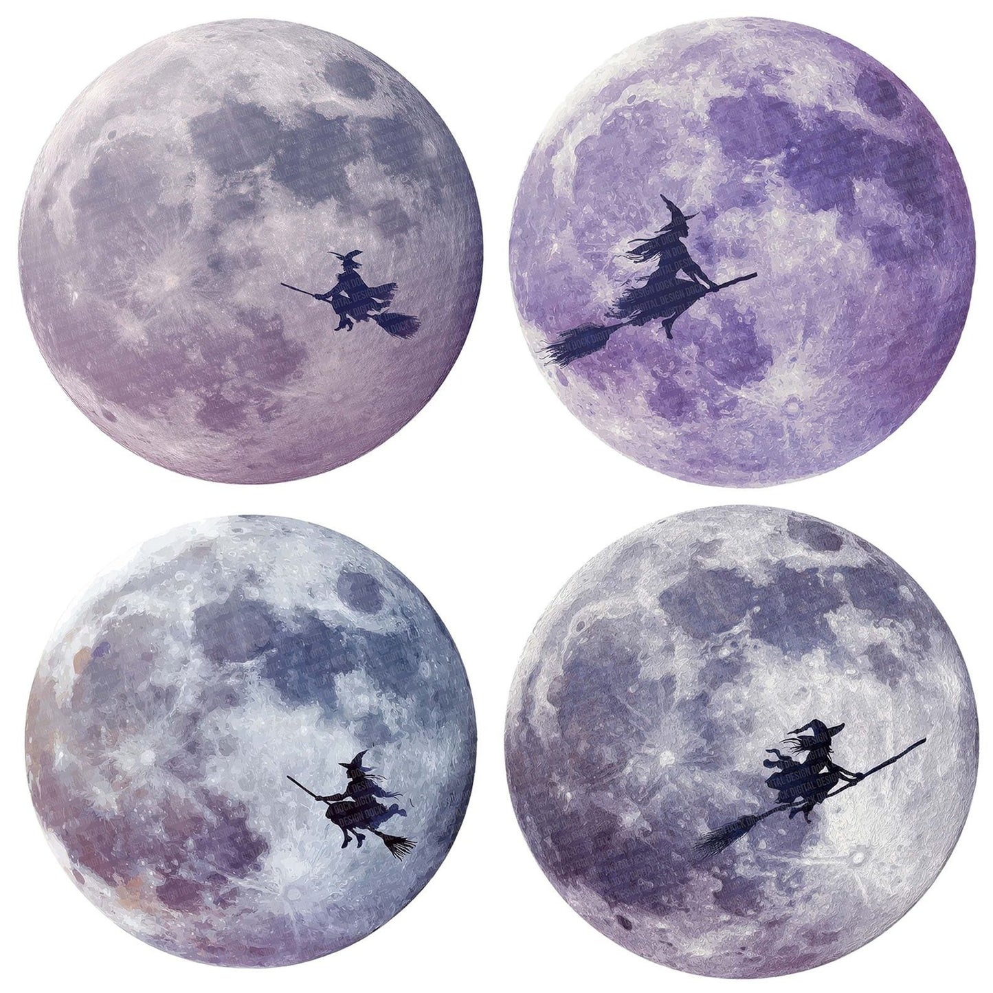 Moon Witch Silhouette Clipart Set (DDD006097)