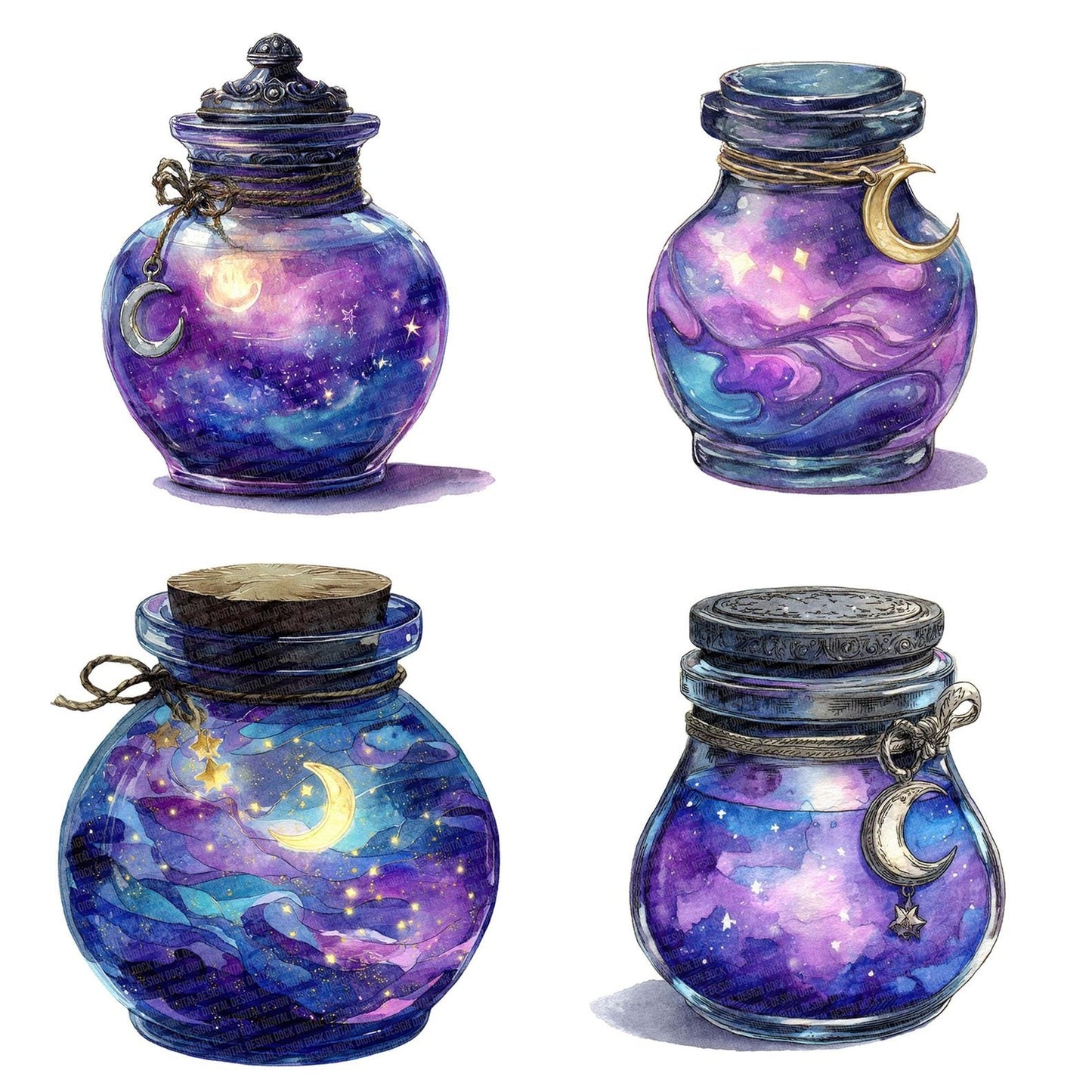 Moonlight Magic Halloween Jar Clipart Set (DDD006100)