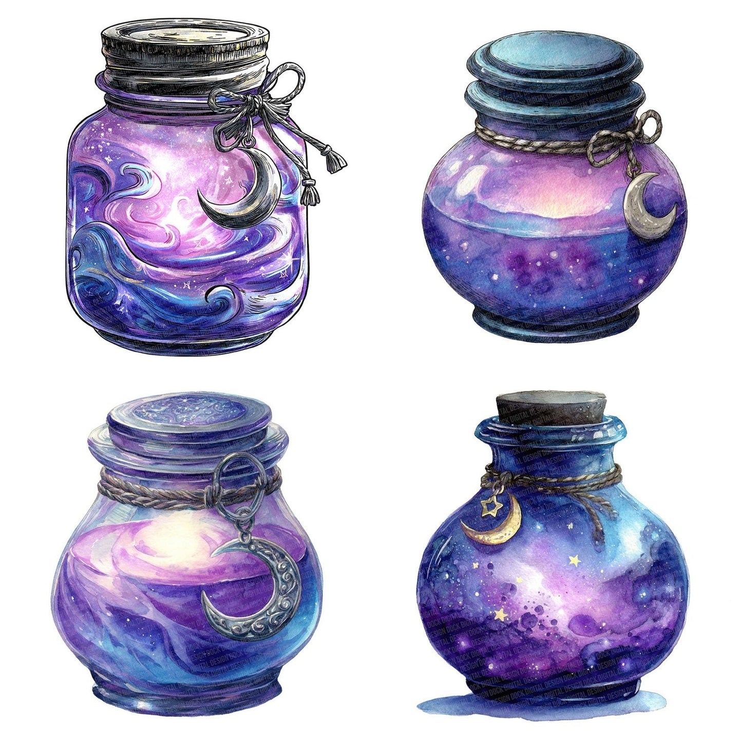 Moonlight Magic Halloween Jar Clipart Set (DDD006100)