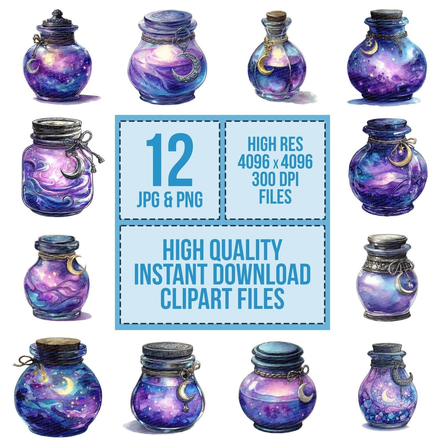Moonlight Magic Halloween Jar Clipart Set (DDD006100)