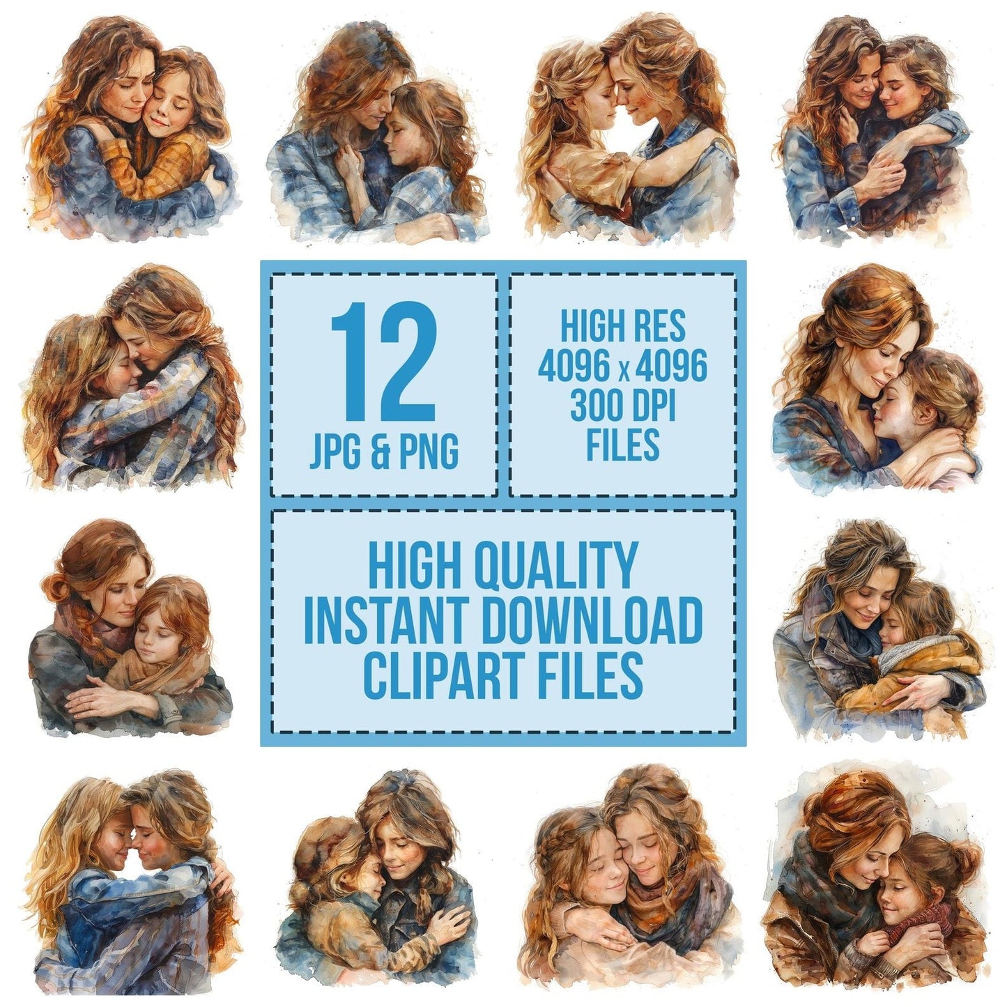 Mother and Daughter Hug Clipart Set (DDD006107)