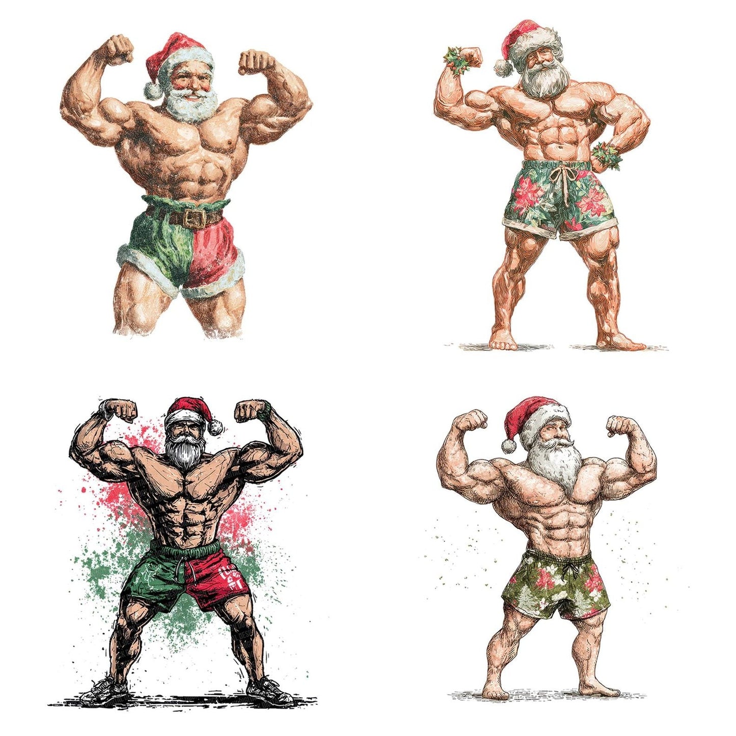 Muscle Man Father Christmas Clipart Set (DDD006118)